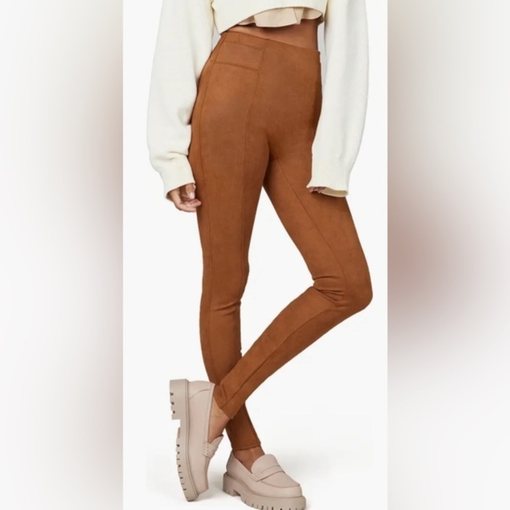 Spanx Brown Faux Suede High-Waisted Leggings – Size M